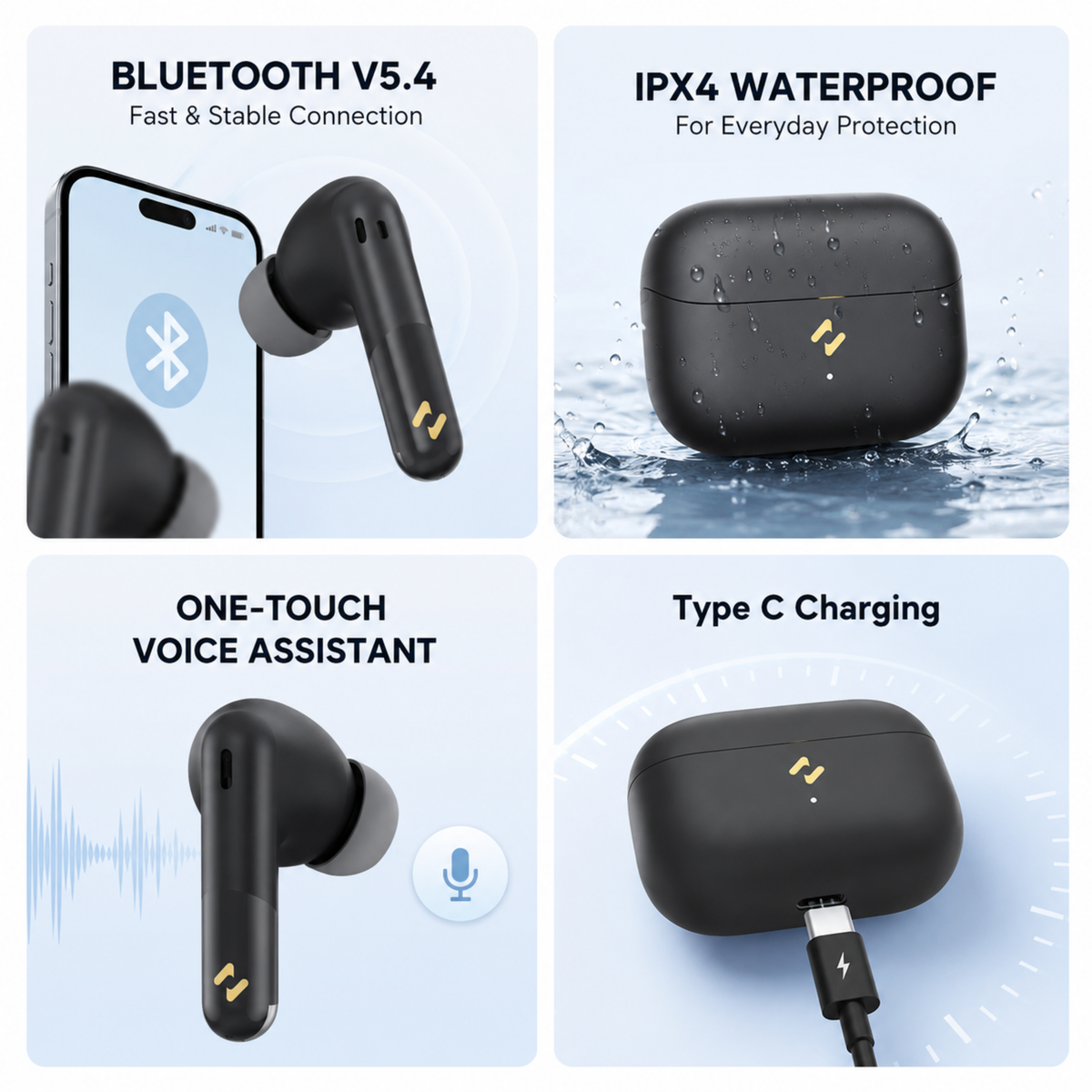HAVIT TW982 Wireless Bluetooth TWS Earbuds Deep Bass Touch Control Charging Case