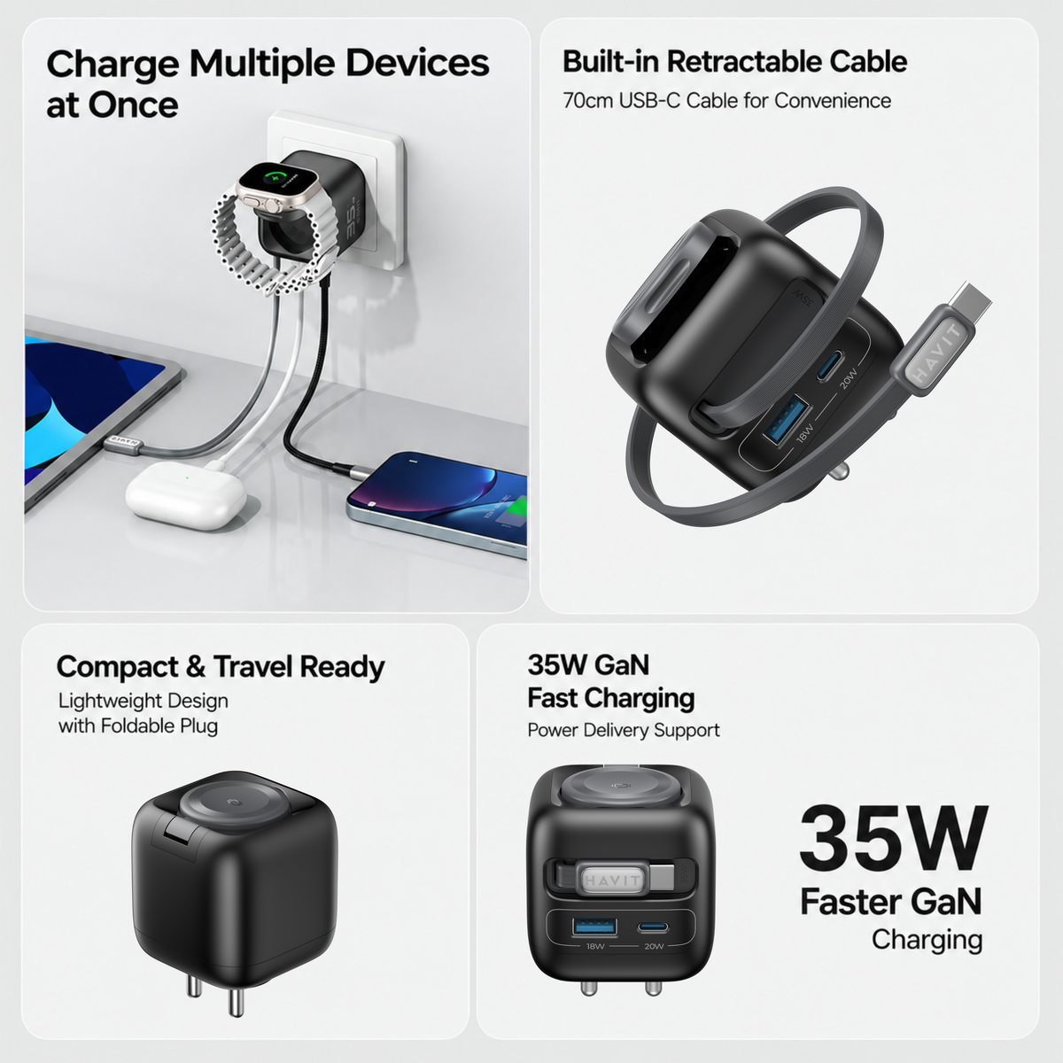 Havit UC250-35W Wall Charger with USB-A & USB-C Ports