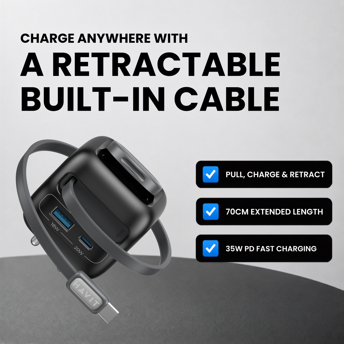 Havit UC250-35W Wall Charger with USB-A & USB-C Ports