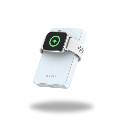 HAVIT Fast magnetic charging with power bank for smartphone and smartwatch devices.